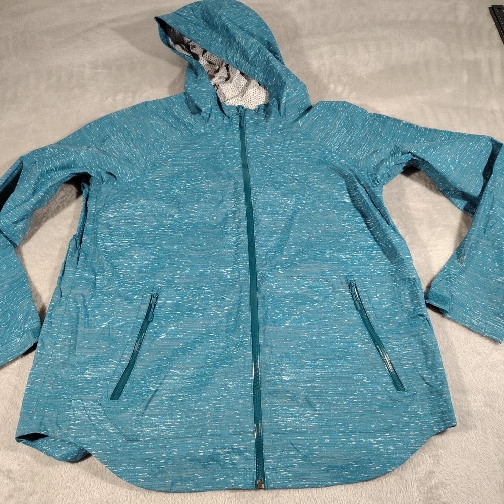 Columbia Omni Tech Jacket‎ Men XL Teal Hooded Wind Rain Full Zip Boating Fishing